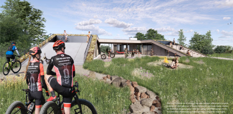 Illustration af det kommende trailcenter.
